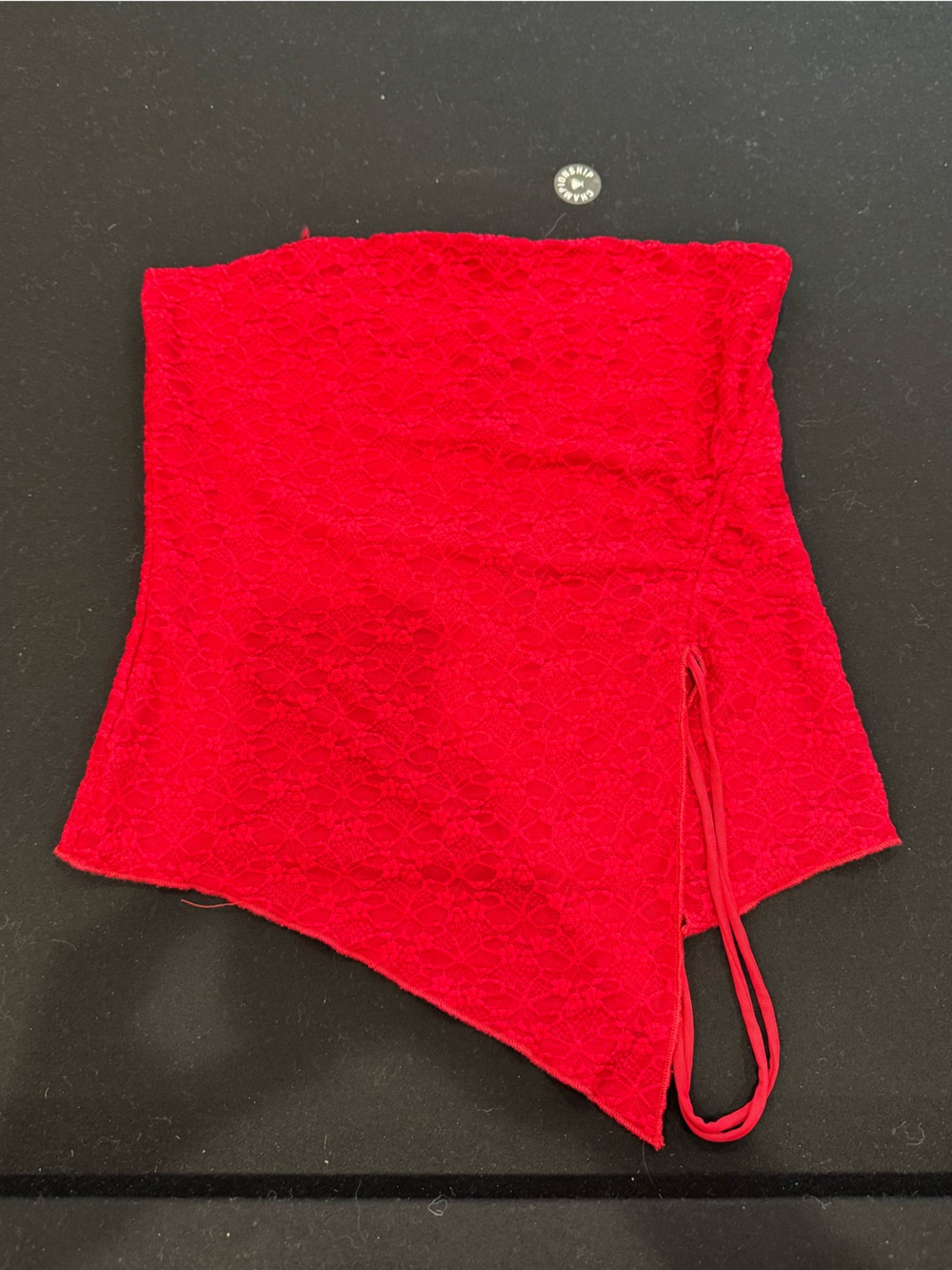 Garage Red Lace Asymmetric Strapless Camisole